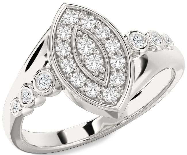 Diamond White Sapphire Silver Evil Eye Ring