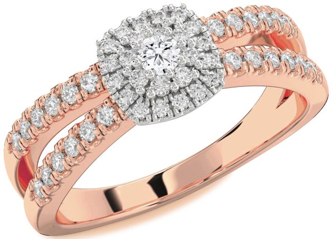 Diamond White Rose Gold Halo Round Promise Ring
