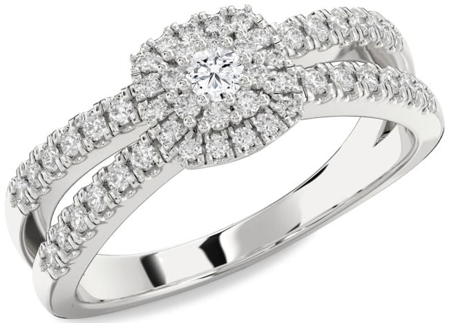 Diamond Platinum Halo Round Promise Ring