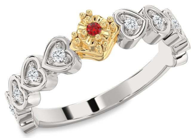 Diamond Ruby Gold Silver Heart Promise Ring