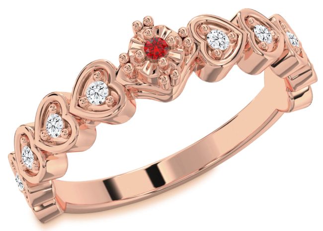 Diamond Ruby Rose Gold Heart Promise Ring