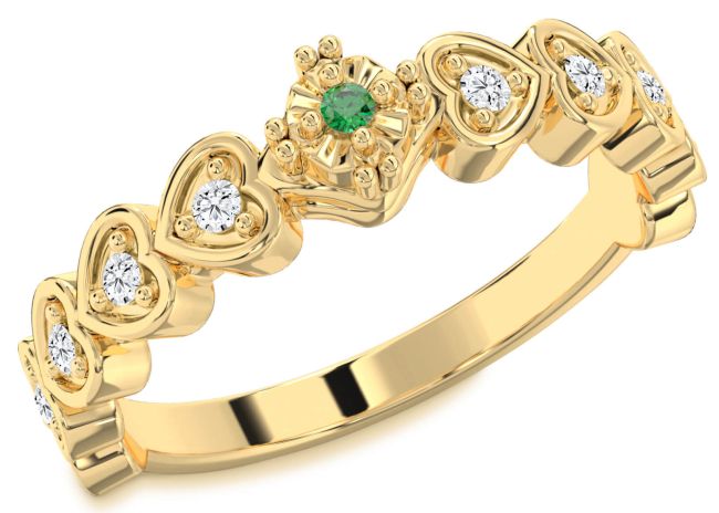 Diamond Emerald Gold Heart Promise Ring