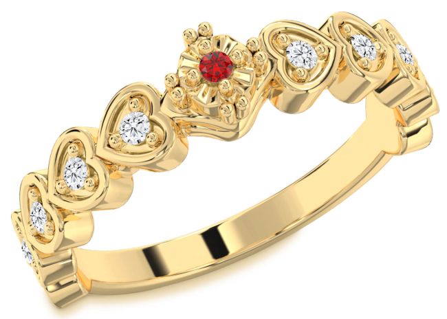 Diamond Ruby Gold Heart Promise Ring