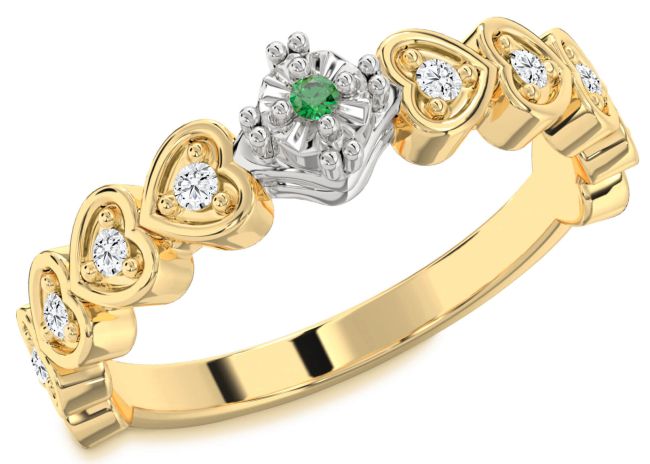 Diamond Emerald Gold Silver Heart Promise Ring