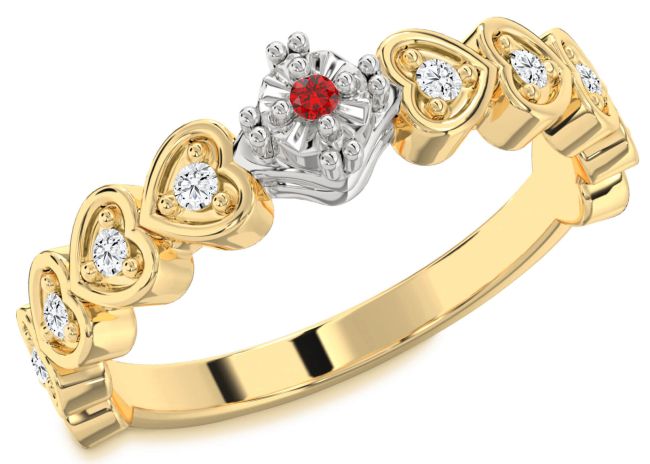 Diamond Ruby Gold Silver Heart Promise Ring