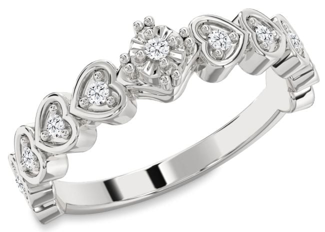 Diamond Silver Heart Promise Ring