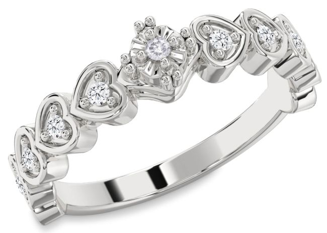 Salt & Pepper Diamond Silver Heart Promise Ring