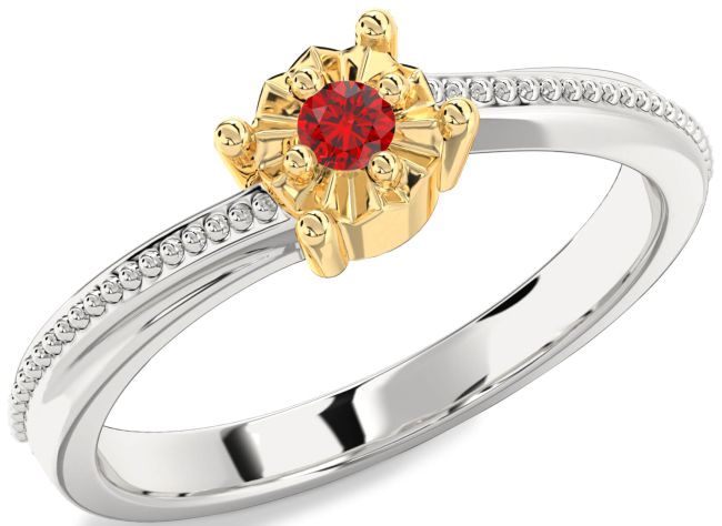 Ruby Gold Silver Round Promise Ring