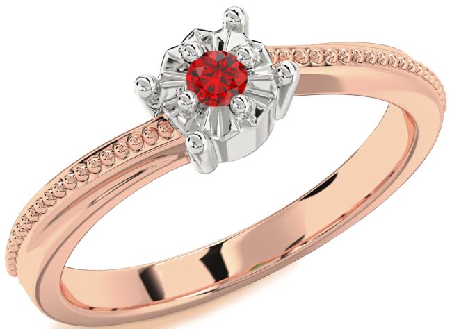 Ruby Rose Gold Silver Round Promise Ring
