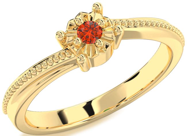 Fire Opal Gold Round Promise Ring