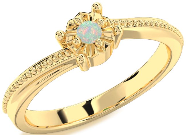 Opal Gold Round Promise Ring