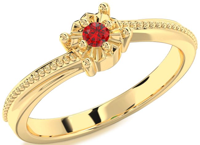 Ruby Gold Silver Round Promise Ring