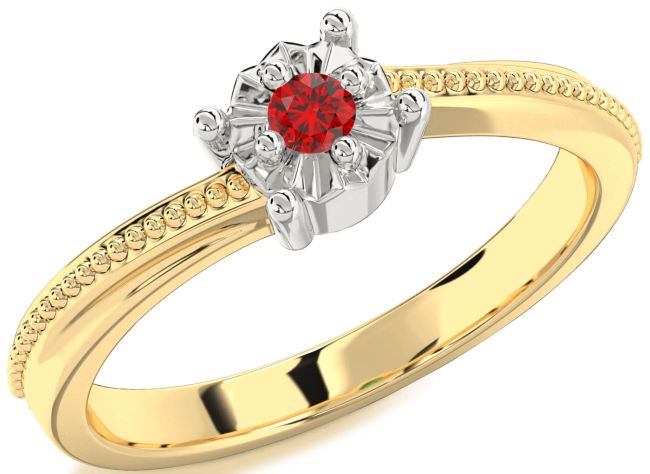 Ruby Gold Silver Round Promise Ring