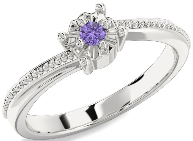 Alexandrite Silver Round Promise Ring