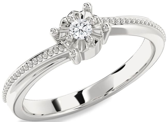 Diamond Silver Round Promise Ring