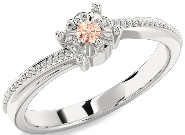 Morganite Silver Round Promise Ring
