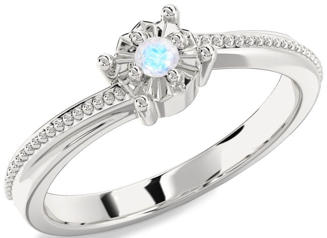 Moonstone Silver Round Promise Ring