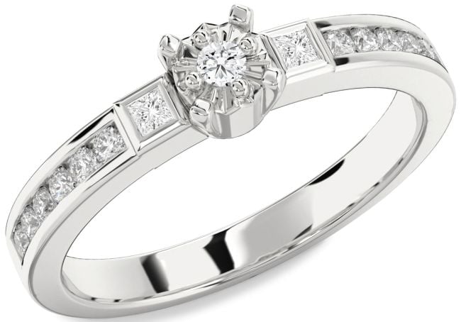 Diamond White Gold Round Three Stone Engagement Ring