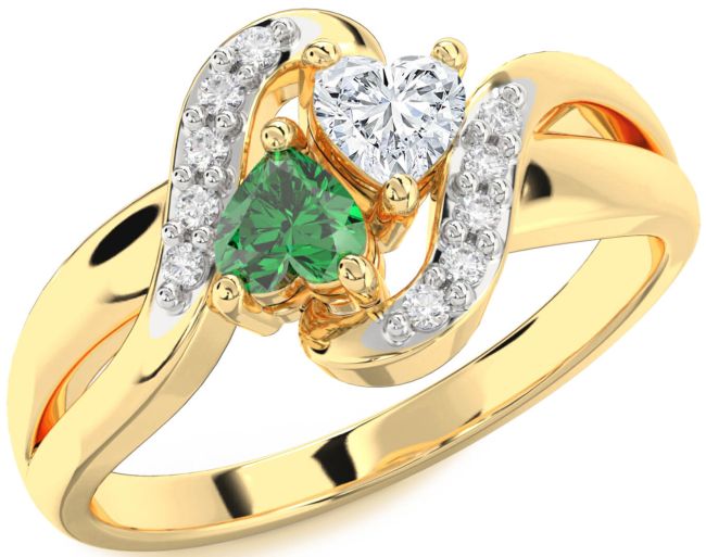Diamond Gold Two Heart Promise Ring