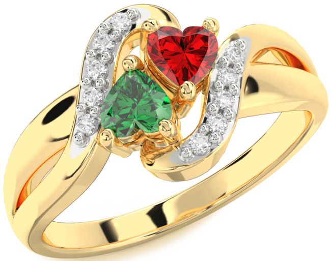 Diamond Gold Two Heart Promise Ring