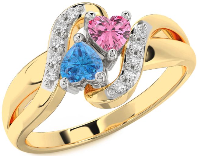 Diamond Platinum & Yellow Gold Two Heart Promise Ring