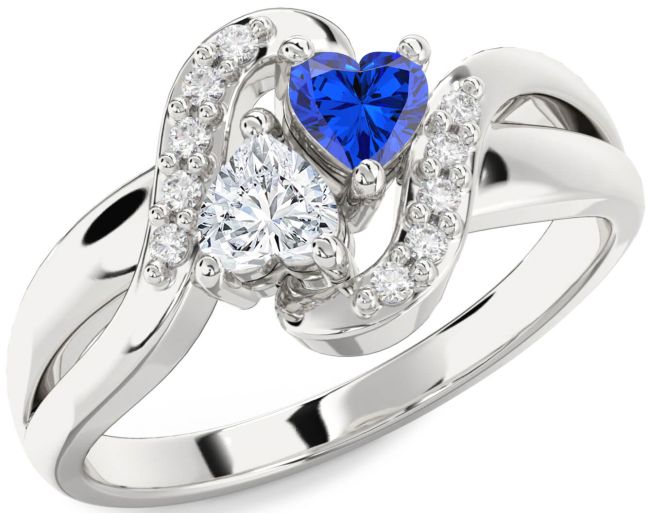 Diamond Silver Two Heart Promise Ring