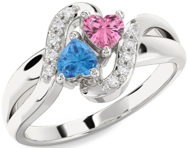 Diamond Platinum Two Heart Promise Ring