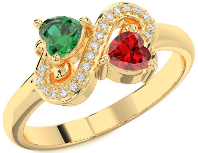 Diamond Gold Two Heart Promise Ring