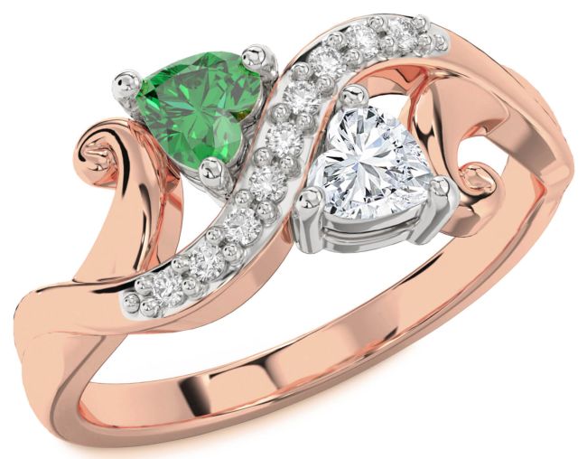 Diamond Platinum & Rose Gold Two Heart Promise Ring