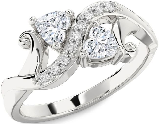 Diamond White Gold Two Heart Ring