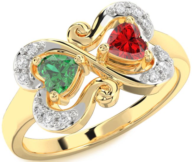 Diamond Gold Two Heart Promise Ring