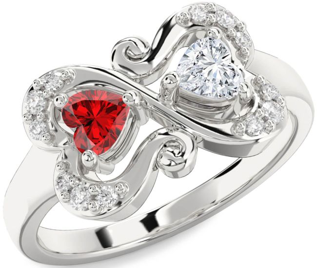 Diamond Platinum Two Heart Promise Ring