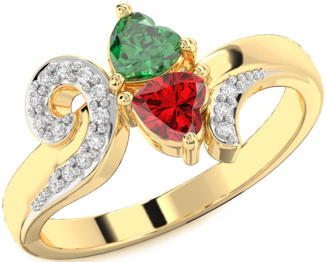 Diamond Gold Two Heart Promise Ring