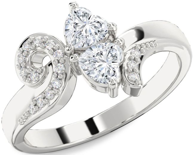 Diamond Platinum Two Heart Ring