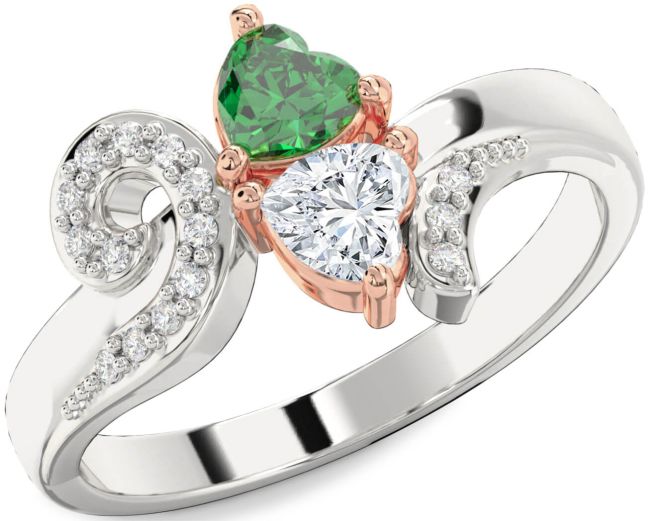 Diamond Silver Two Heart Promise Ring