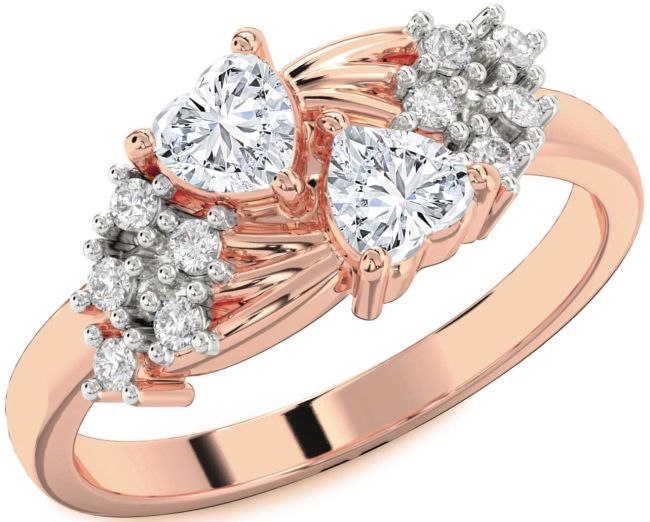 Diamond Rose Gold Two Heart Ring