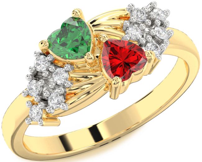 Diamond Gold Two Heart Promise Ring