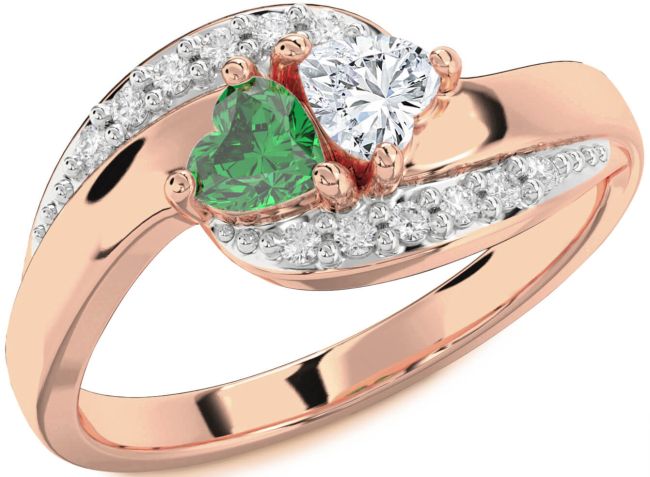 Diamond Rose Gold Two Heart Promise Ring