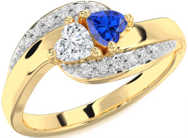 Diamond Gold Two Heart Promise Ring