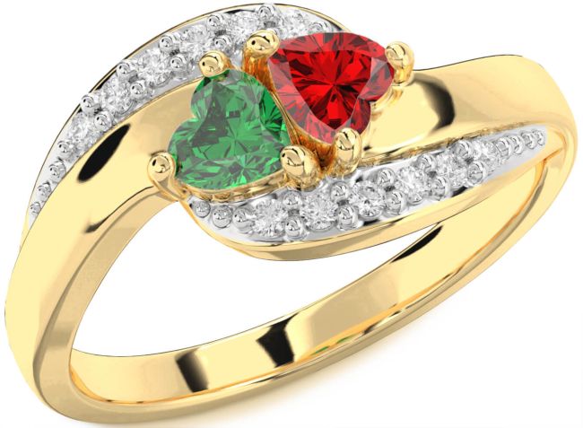 Diamond Gold Two Heart Promise Ring