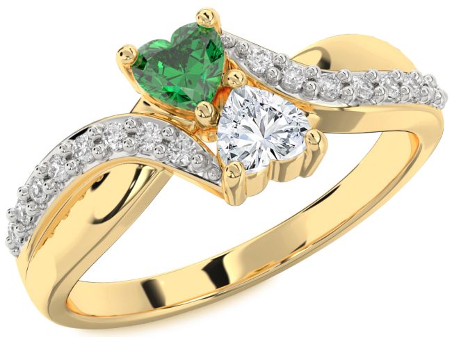 Diamond Gold Two Heart Promise Ring