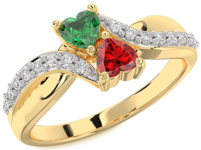 Diamond Gold Two Heart Promise Ring