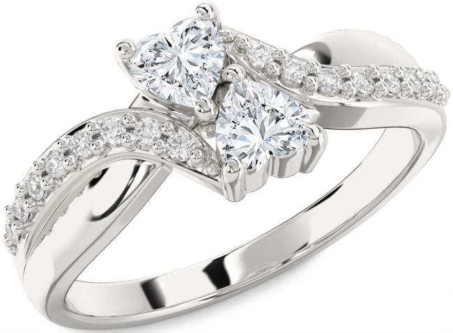Diamond White Gold Two Heart Ring