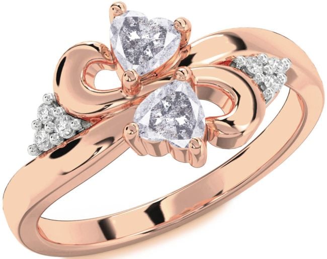 Salt & Pepper Diamond Rose Gold Infinity Two Heart Ring