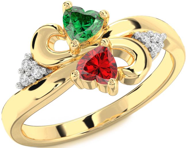Diamond Gold Silver Infinity Two Heart Promise Ring
