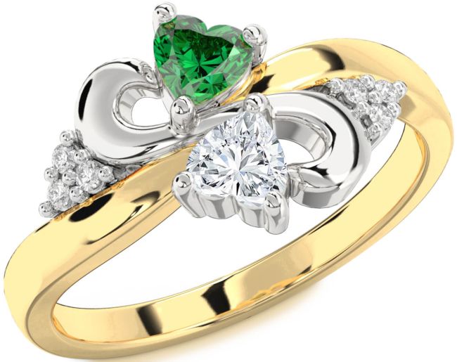 Diamond Gold Silver Infinity Two Heart Promise Ring