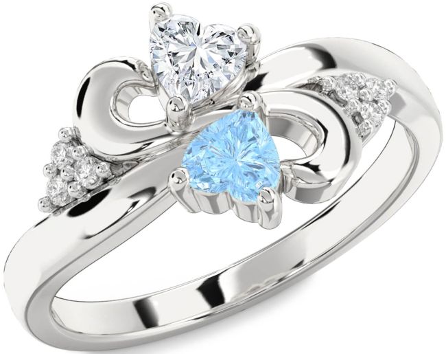 Diamond Silver Infinity Two Heart Promise Ring