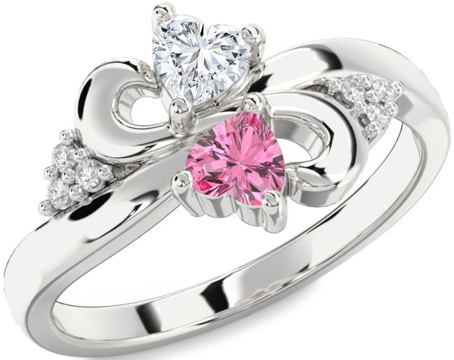 Diamond Silver Infinity Two Heart Promise Ring