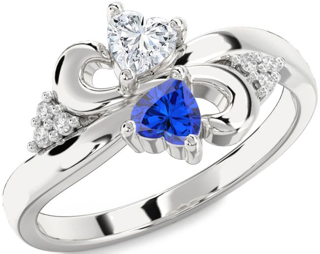 Diamond Silver Infinity Two Heart Promise Ring