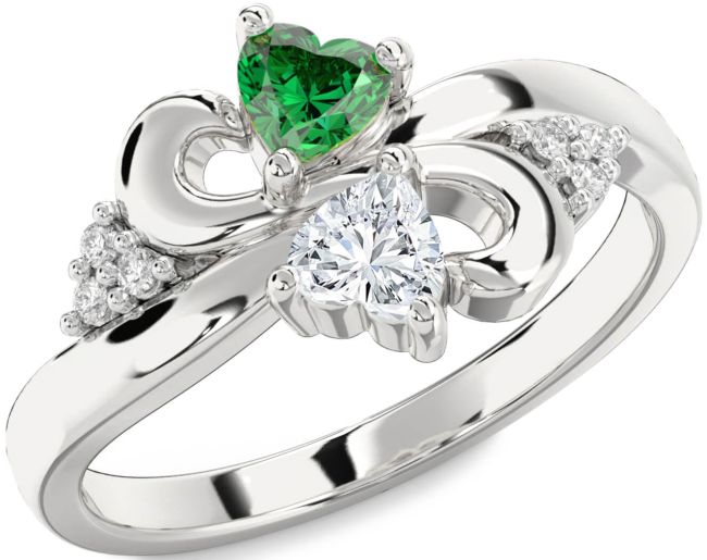 Diamond Silver Infinity Two Heart Promise Ring